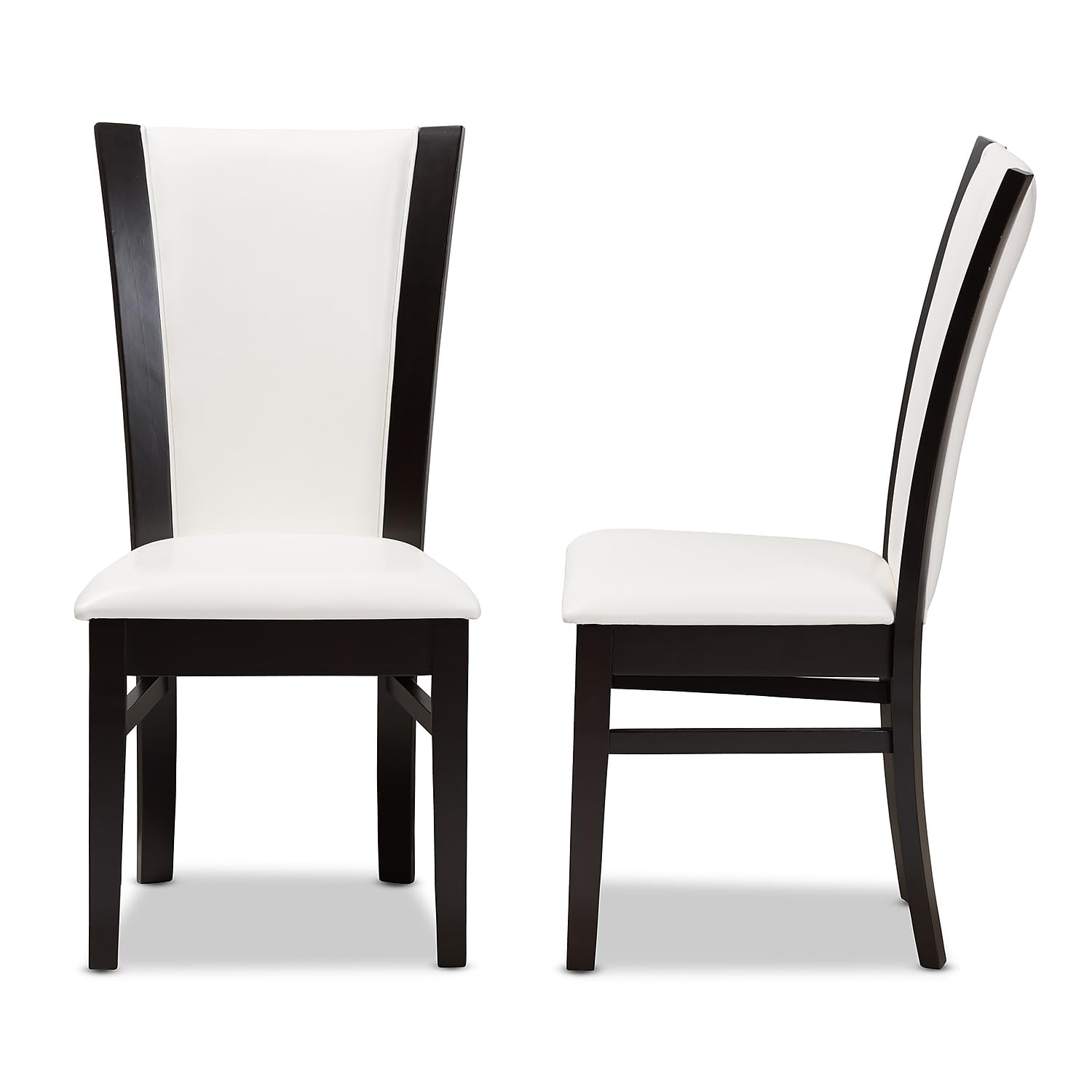 Baxton Studio Adley Contemporary Faux Leather Dining Chair, White and Dark Brown, 2/Pack (142-2P-8034-HiT)
