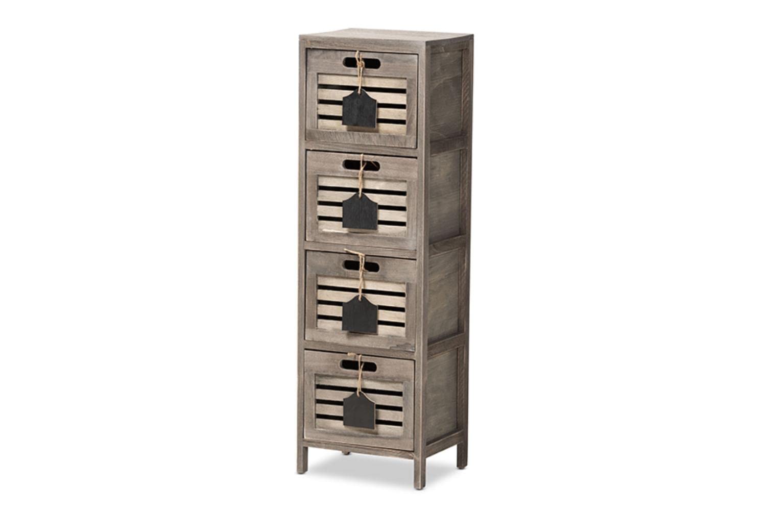 Baxton Studio Valko Grey Finished Wood Storage Unit with Four Baskets