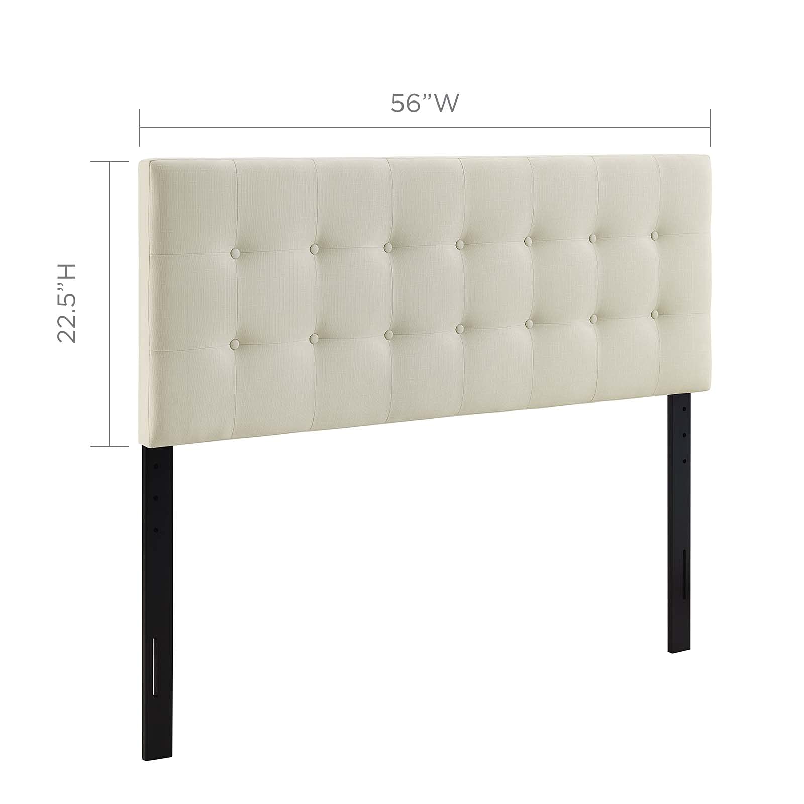 Modway Emily Tufted Button Linen Fabric Upholstered Full Headboard in Ivory