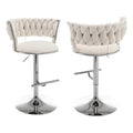 Best Quality Furniture Adjustable Cream Velvet Barstools With Chrome (Set Of 2)