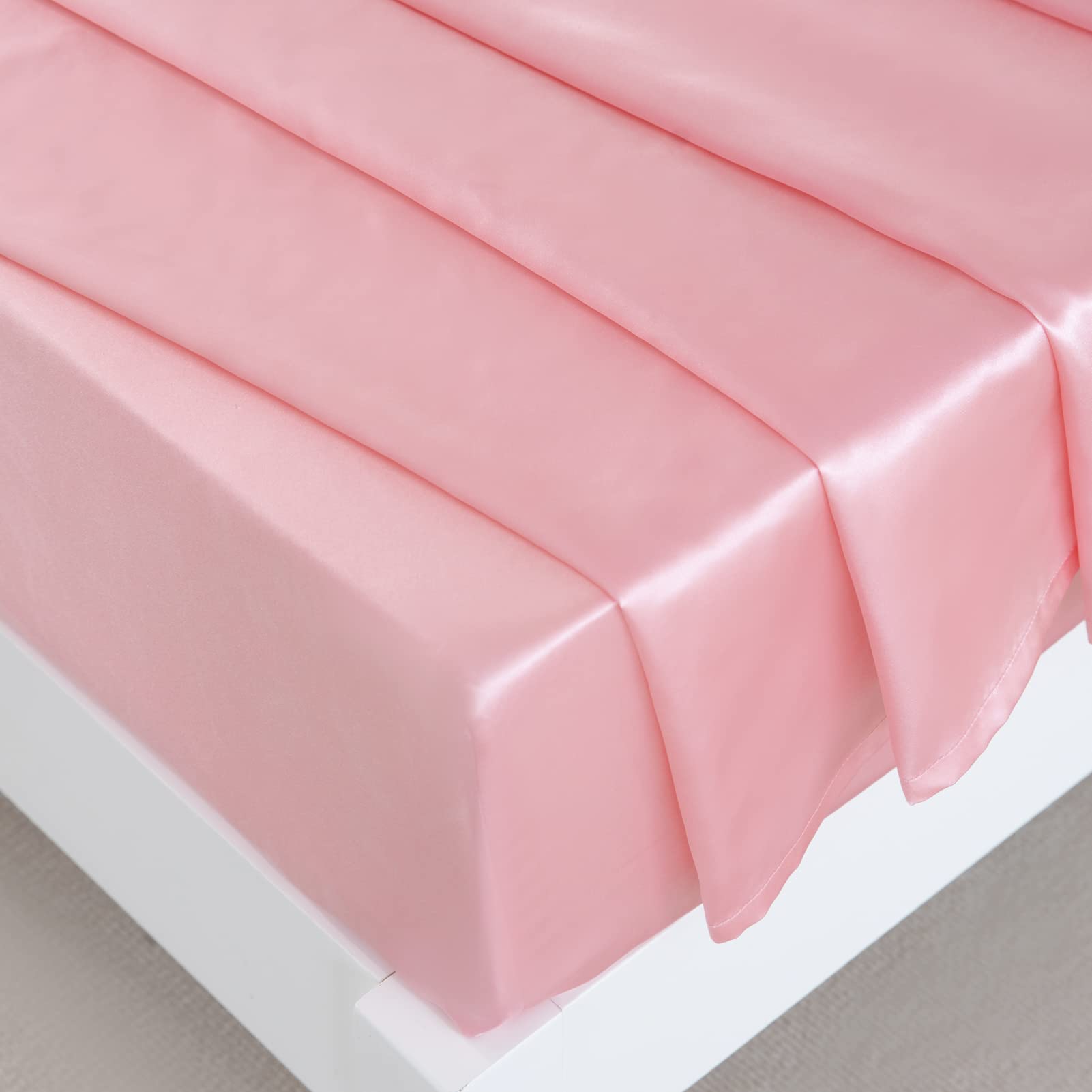 Golal Satin Sheets King Size - 4 Pieces Luxury Silky Soft Bed Sheets, Wrinkle-Free Pink Satin Silk Sheet Set With 1 Deep Pocket Fitted Sheet, 1 Flat Sheet, 2 Pillow Cases