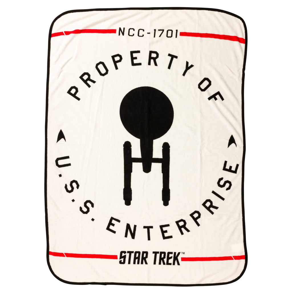 Silver Buffalo Star Trek Property Of U.S.S Enterprise    Flannel Fleece Throw, 45' X 60'
