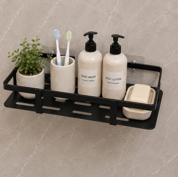 Dhrumit Self Adhesive Bathroom Shelf For Wall Shelf Organizer Wall Mounted Bathroom Shelves Rack Holder Stand For Bathroom Acces