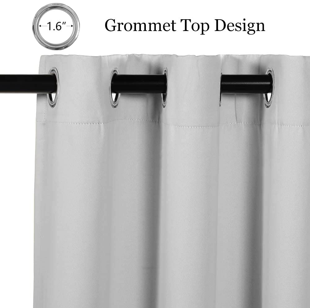 Mysky Home Blackout Curtain For Bedroom, Grommet Room Darkening Curtain, Amazing Triple Weave Thermal Insulated Curtain, 1 Curtain Panel, 42 X 45 Inch, Greyish White