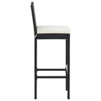 vidaXL 4-Piece Set of Black Poly Rattan Garden Bar Stools with Cream Cushions - Suitable for Outdoor, Garden, Patio, Deck & Kitchen Counter Use