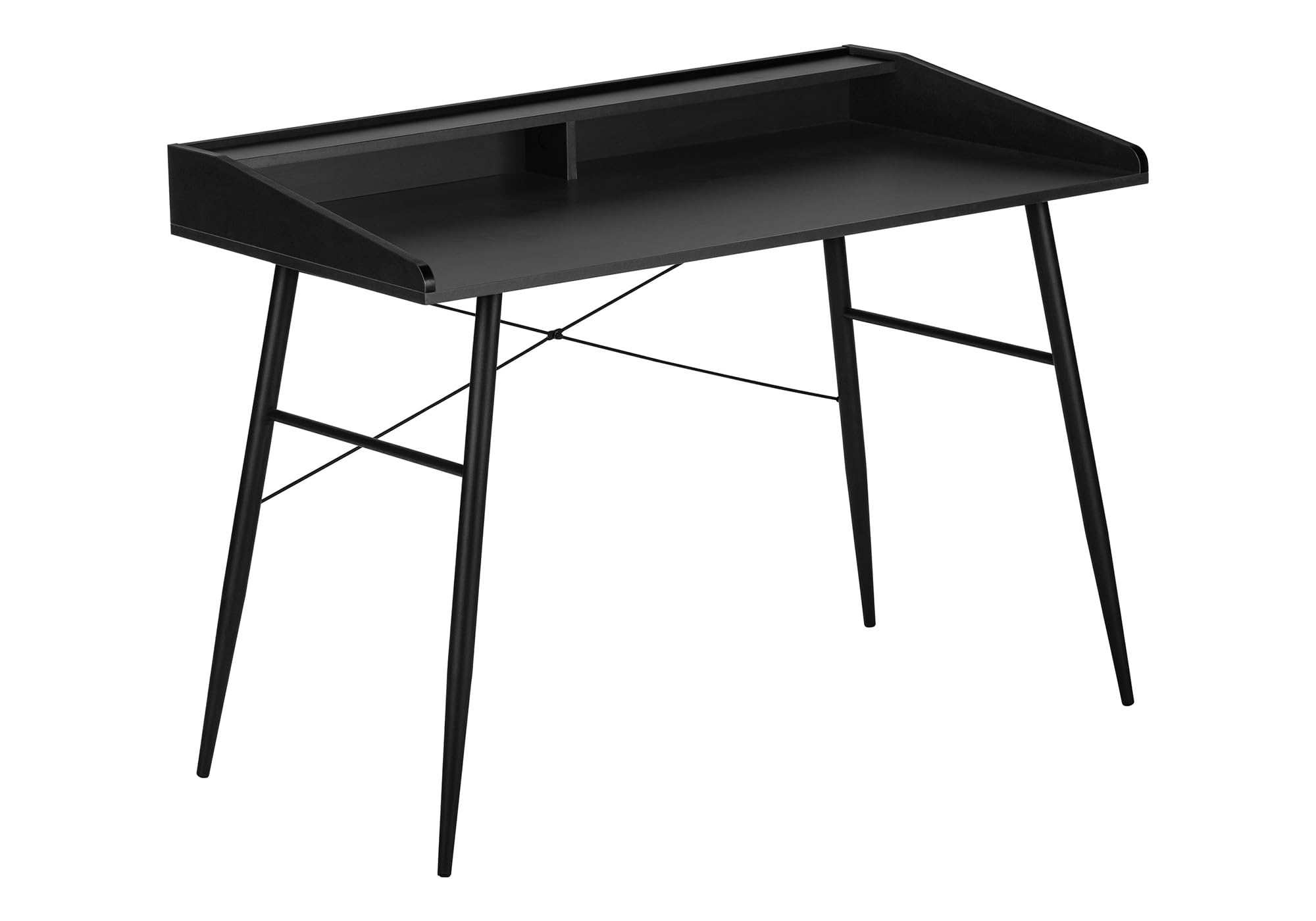 Monarch Specialties 7537 Computer Desk, Home Office, Laptop, Storage Shelves, 48' L, Work, Metal, Laminate, Black, Contemporary, Modern Desk-48, 47.25' L x 23.75' W x 34' H