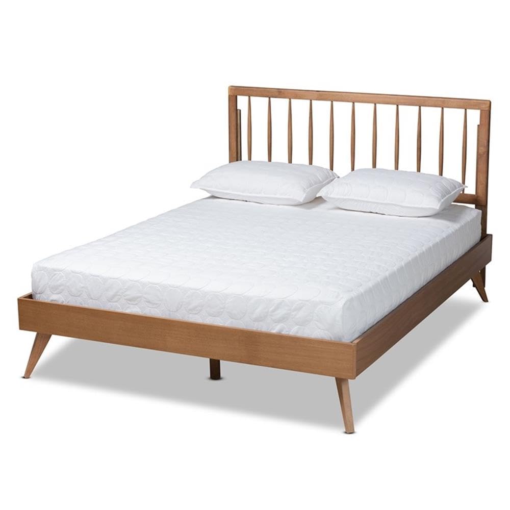 Baxton Studio Toru Mid-Century Modern Ash Walnut Finished Wood Full Size Platform Bed