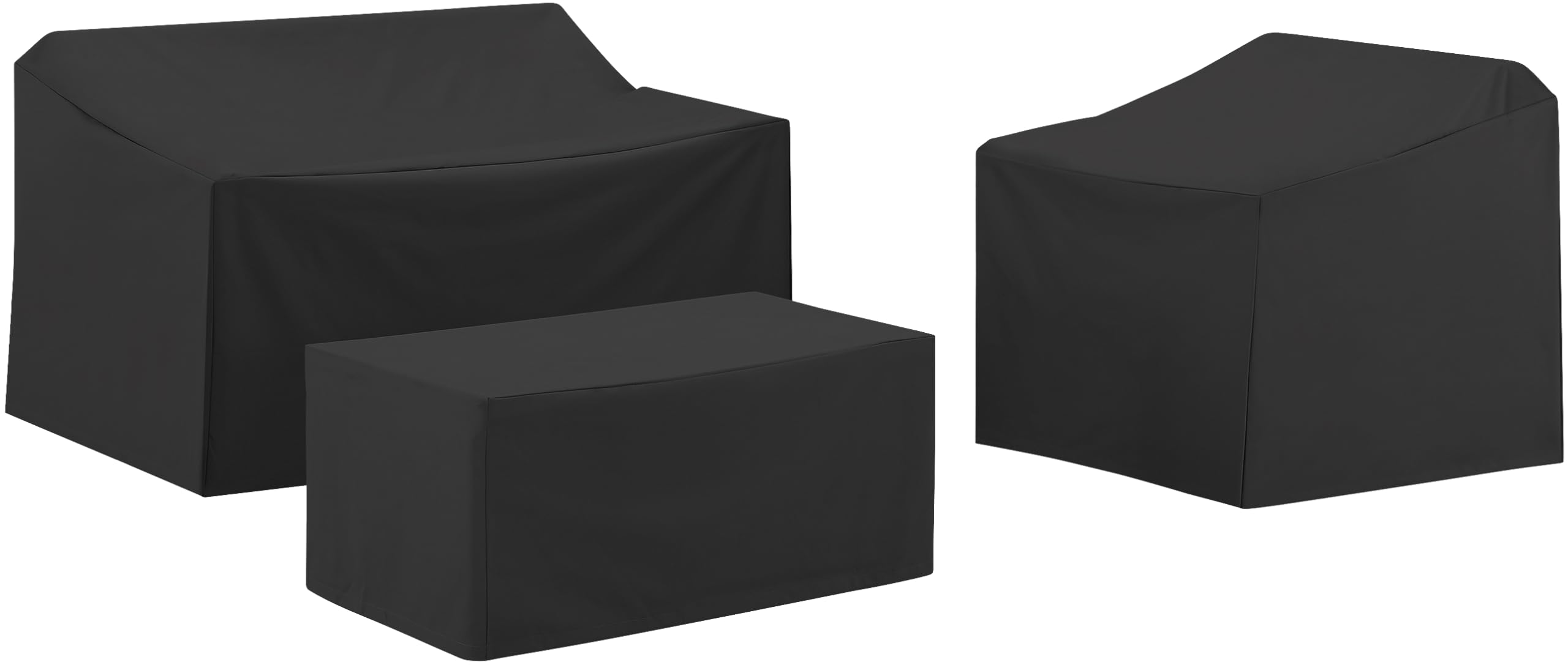 Crosley Furniture Patio Furniture Covers, Waterproof 3-Piece Cover Set For Outdoor Chair, Loveseat, Table, Black