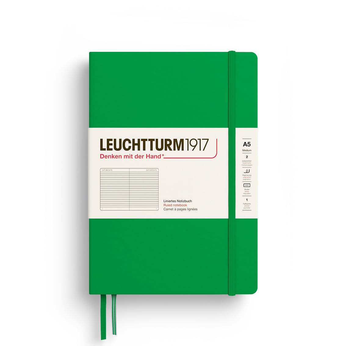 Leuchtturm1917 - Notebook Hardcover Medium A5-251 Numbered Pages For Writing And Journaling - Thinking Ahead (Ruled Paper, Sprin