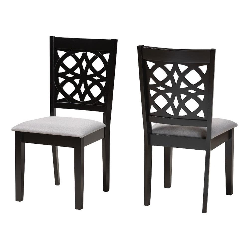Baxton Studio Abigail Modern Grey Fabric and Dark Brown Finished Wood 2-Piece Dining Chair Set