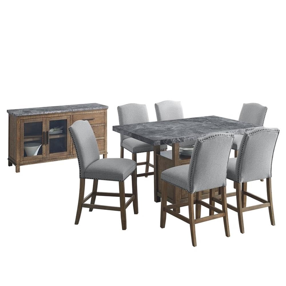 Steve Silver Grayson Gray Marble Counter 8-Piece Dining Set