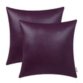 Brawarm Faux Leather Throw Pillow Covers 22 X 22 Inches - Purple Leather Pilow Covers Pack Of 2, Solid Dyed Leather Pillowcases