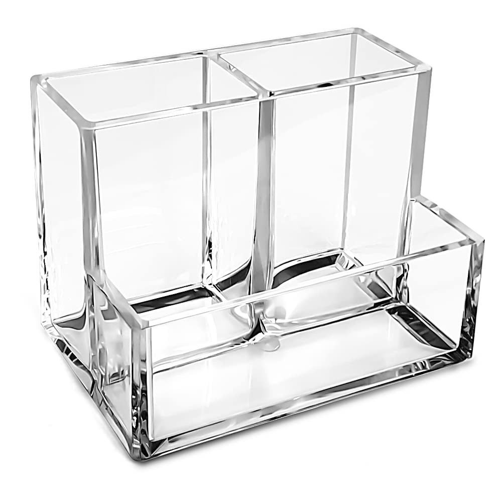 Kidepoch Pen Holder, Clear Acrylic Pen Holder For Desk, Makeup Brush Storage Organizer, Modern Desk Organizer For School, Home A