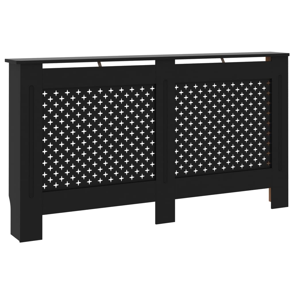 vidaXL Black Radiator Cover with Modern Slatted Design - Durable MDF Material - Easy to Assemble - Provides Additional Shelf Space