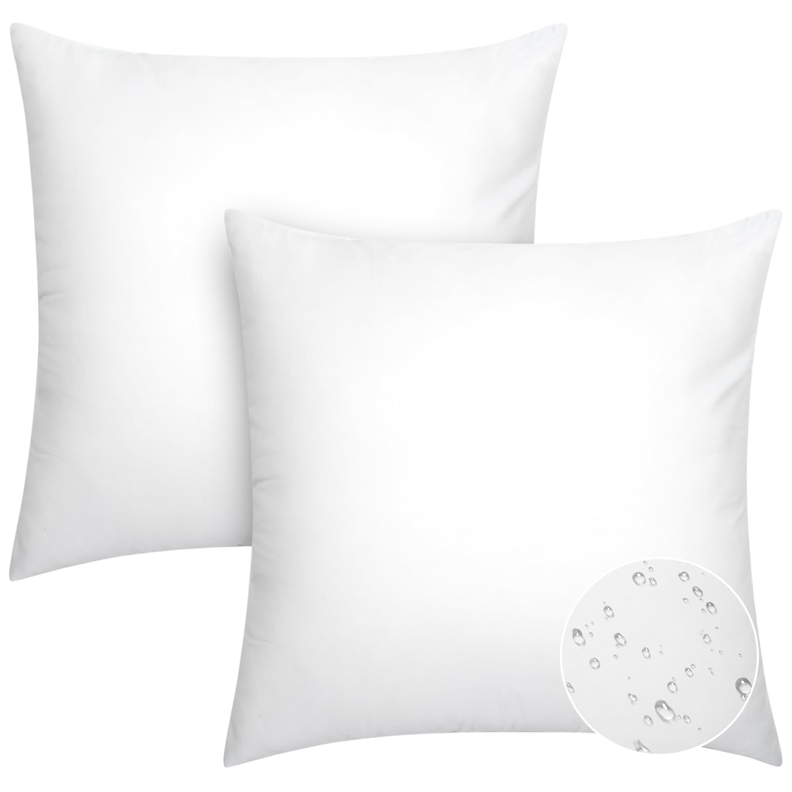 Casajoy Pack Of 2 18X18 Outdoor Pillow Inserts, Water Resistant Throw Pillow Inserts, Cushion Inner Pads For Patio, Furniture, S