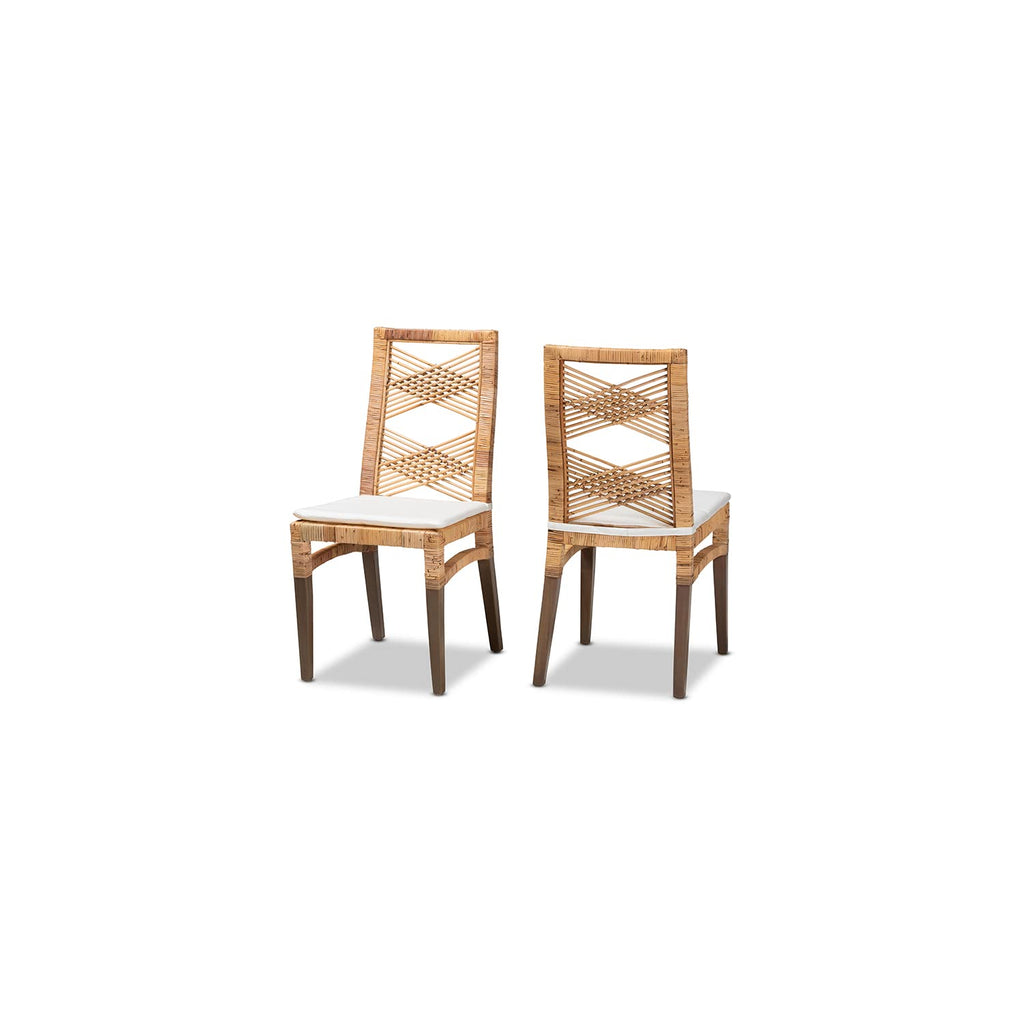 Baxton Studio Poltak Modern Bohemian Natural Brown Rattan Dining Chair