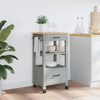 vidaXL Rolling Kitchen Trolley on Wheels - Solid Pine Wood with Ample Storage, Versatile Use for Kitchen/Bathroom/Living Room