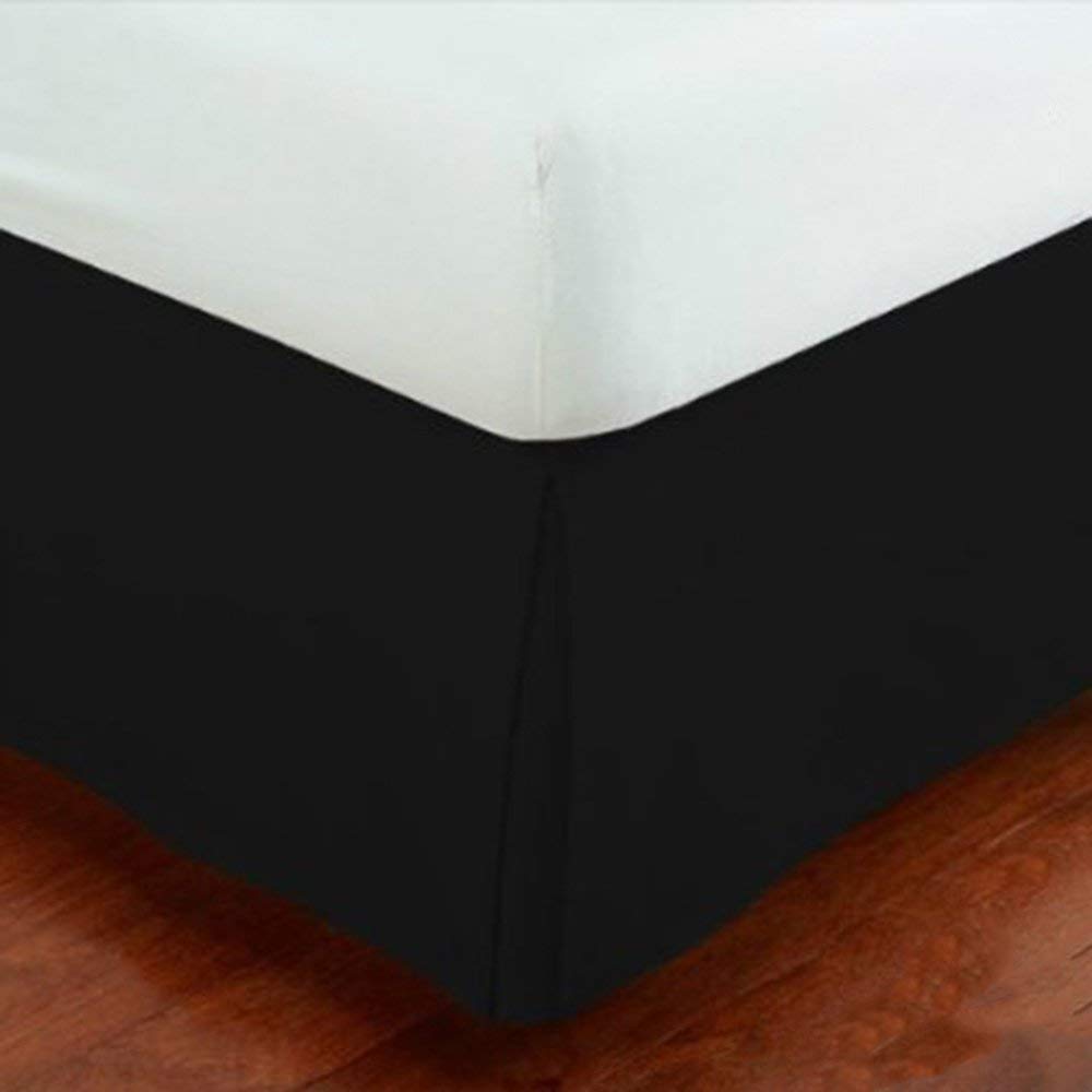 Full Size Luxury Tailored Bed Skirt 14'' Drop Pleated Styling Dust Ruffled Solid Black New