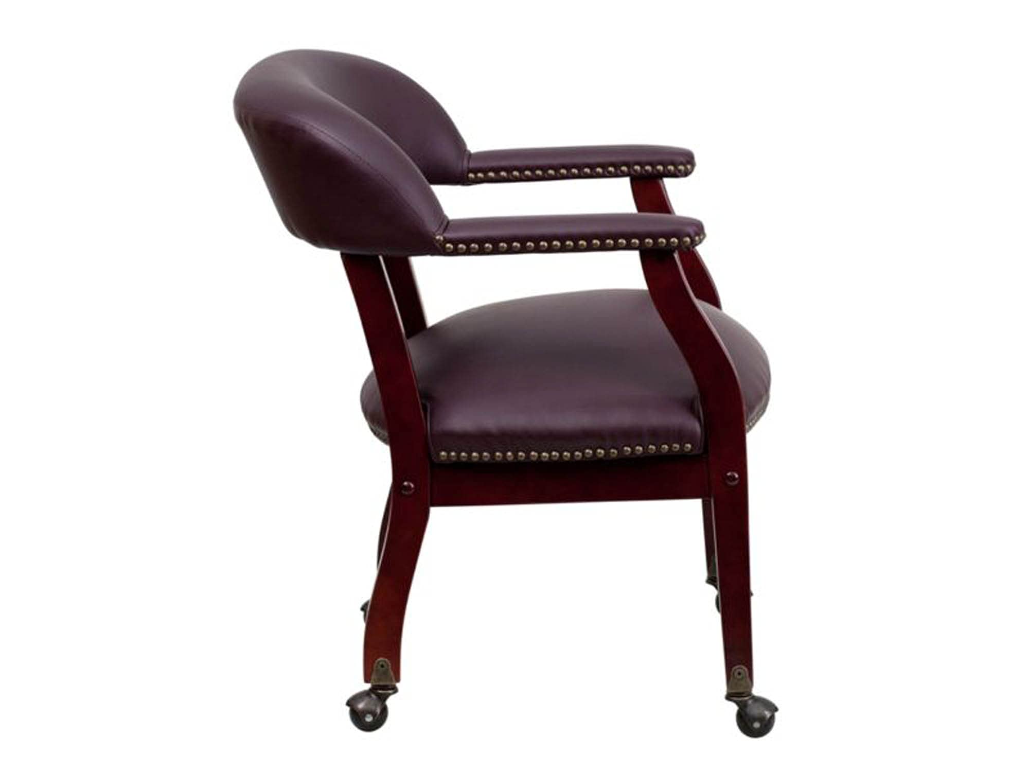 Flash Furniture Diamond Burgundy LeatherSoft Conference Chair with Accent Nail Trim and Casters