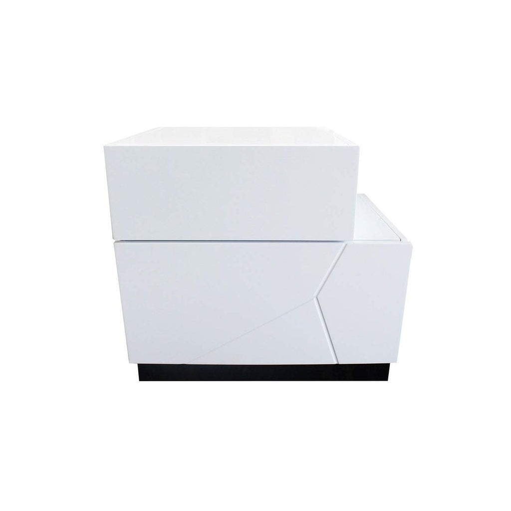 Best Master Poplar Wood Right-Facing Bedroom Nightstand In White/Black