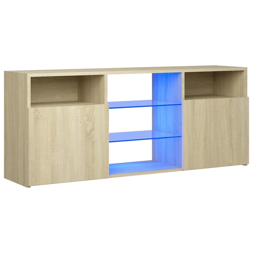 vidaXL TV Cabinet with LED Lights Sonoma Oak 47.2&quot;x12&quot;x20&quot;