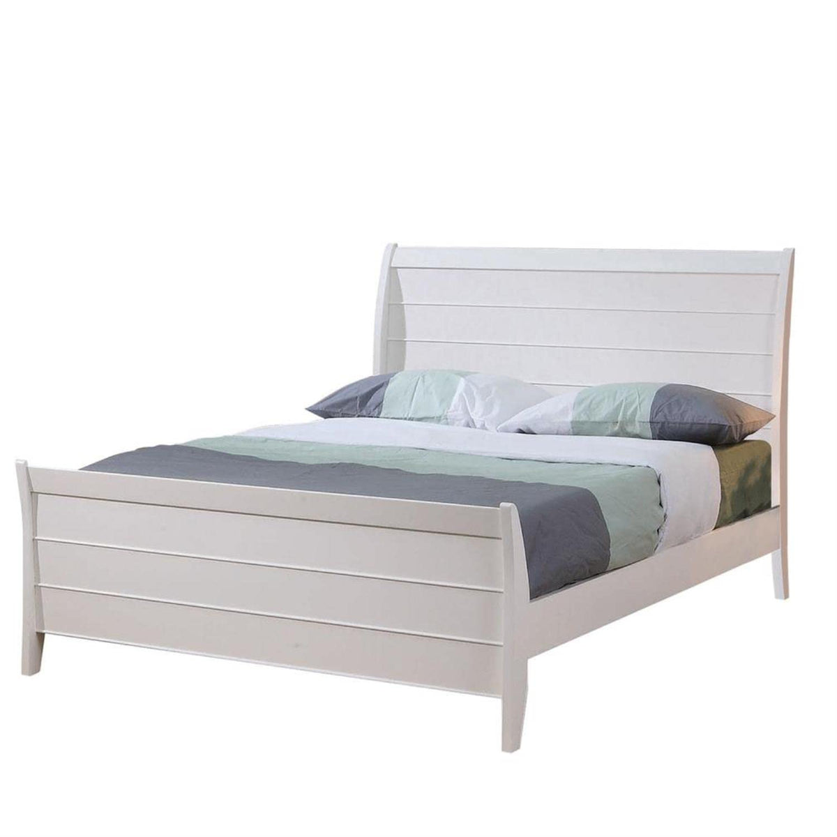 Selena Full Sleigh Platform Bed White