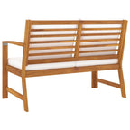 vidaXL Patio Bench with Cream Cushions, 45.1" Wide, Solid Acacia Wood Construction, Weather-Resistant, Ideal for Outdoor Use - Rustic Charm for Patio, Garden, Deck