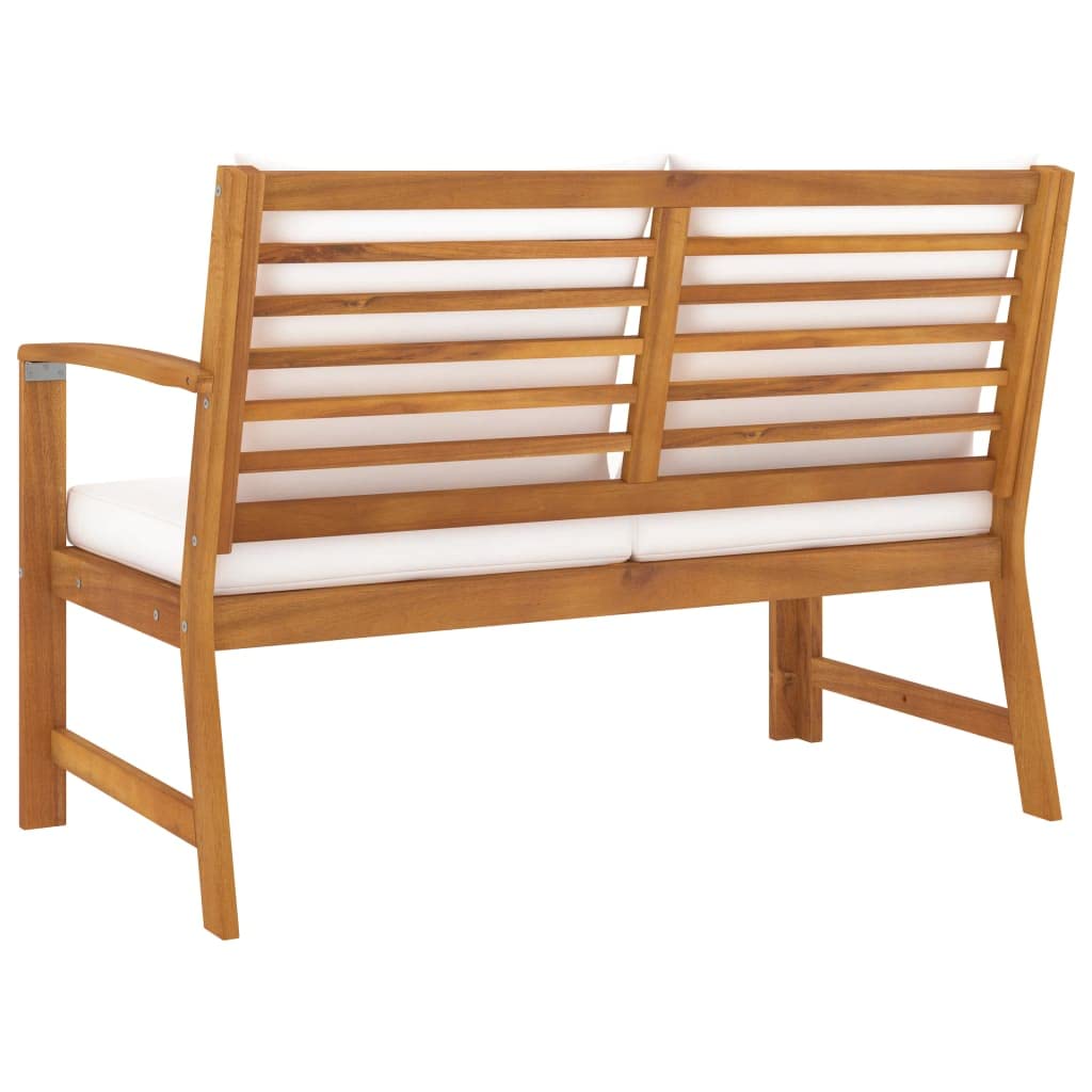 vidaXL Patio Bench with Cream Cushions, 45.1" Wide, Solid Acacia Wood Construction, Weather-Resistant, Ideal for Outdoor Use - Rustic Charm for Patio, Garden, Deck