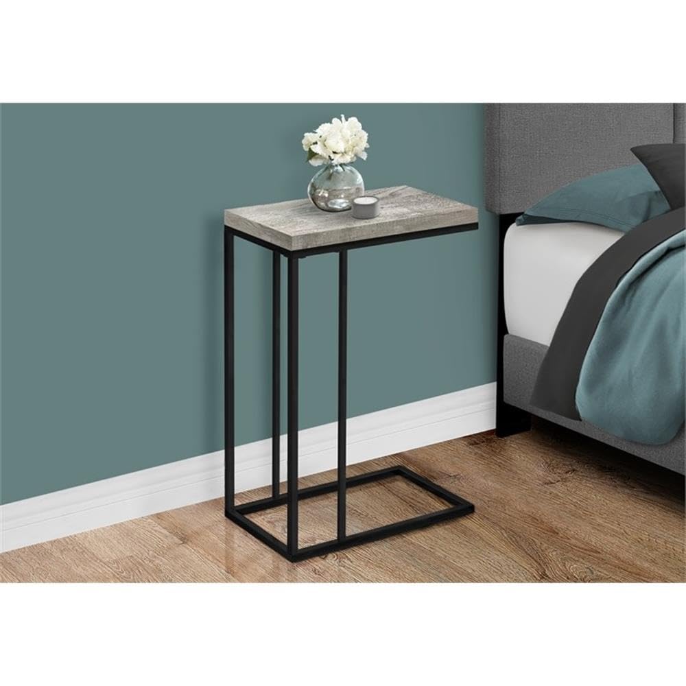 Monarch Specialties GREY RECLAIMED WOOD-LOOK/BLACK METAL ACCENT, END, SNACK TABLE, Gray