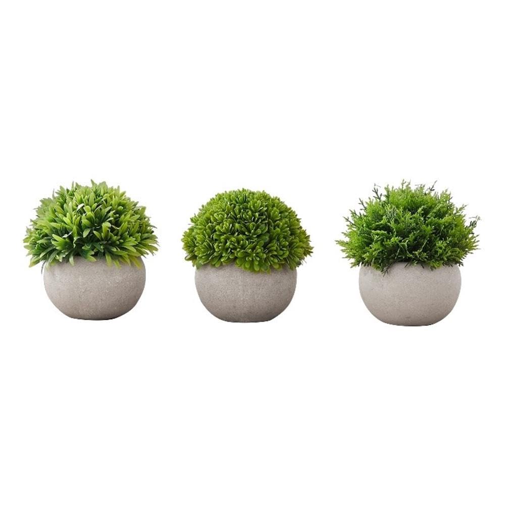 Monarch Specialties I 9589 Artificial Plant, 5' Tall, Grass, Indoor, Faux, Fake, Table, Greenery, Potted, Set of 3, Decorative, Green Plants, Grey Pots