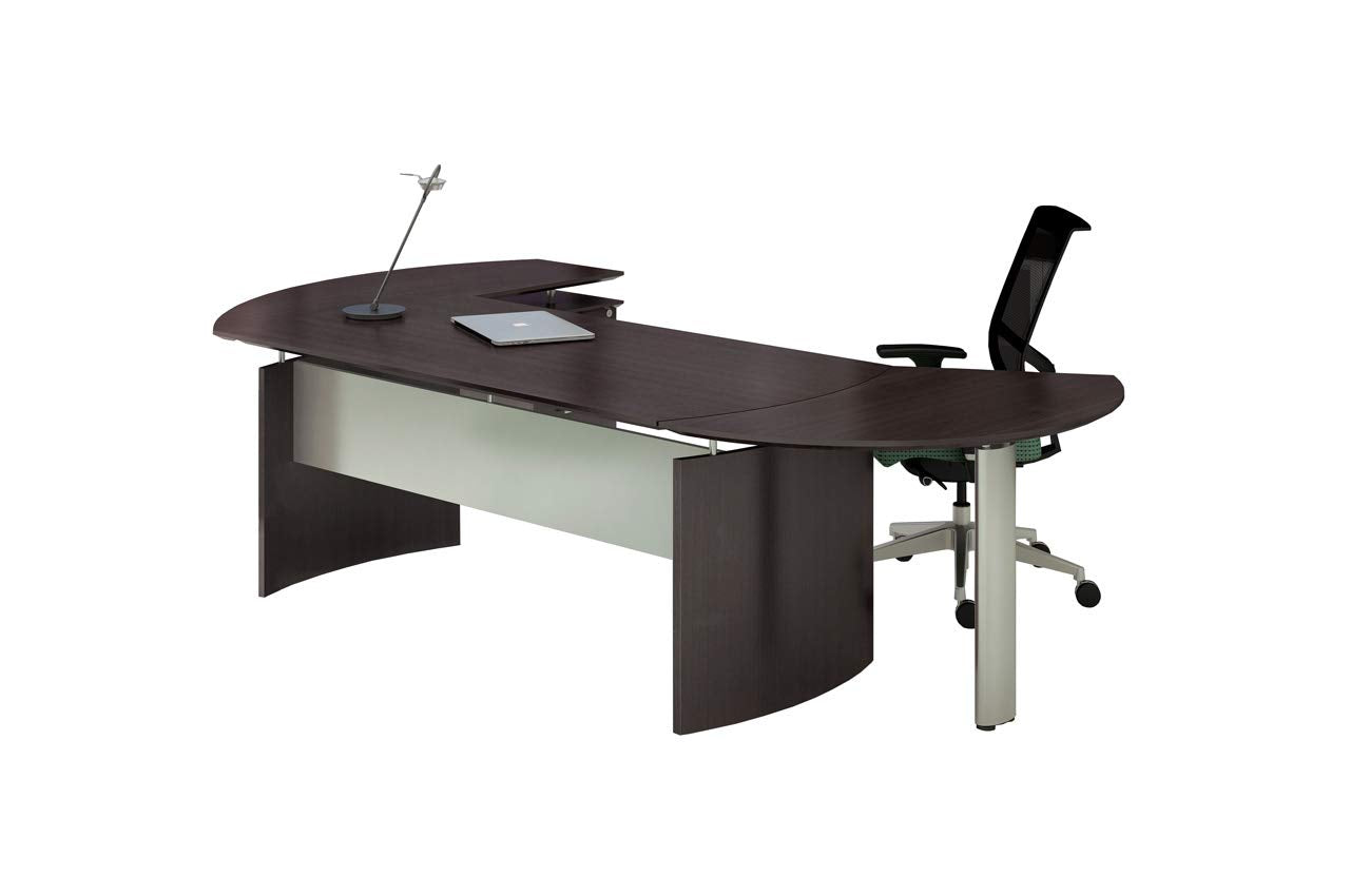 Mayline Mnextlldc Medina Left Curved Desk Extension, For Use With Desks, Sold Separately, Mocha Laminate