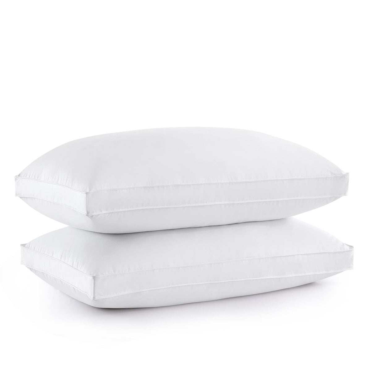 Puredown Goose Feather Down Pillow Gusseted Bed Pillows For Sleeping 100% Cotton Shell Set Of 2 King Size