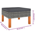 vidaXL 6-Piece Gray Patio Lounge Set - Poly Rattan Outdoor Seating with Cushions, Eucalyptus Wood Legs, Easy Assembly, Modern Farmhouse Design