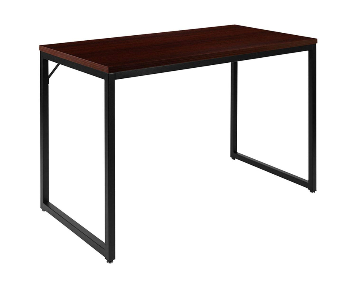 Flash Furniture Tiverton Industrial Modern Desk-Mahogany/Black Commercial Grade Computer Desk-47&quot; Sturdy Home Office Desk-Writing Desk