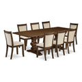 East West Furniture Lamz9-N8-32 9 Piece Dining Table Set Includes A Rectangle Wooden Table With Removable Leaf And 8 Light Beige Linen Fabric Upholstered Chairs, 42X92 Inch, Walnut