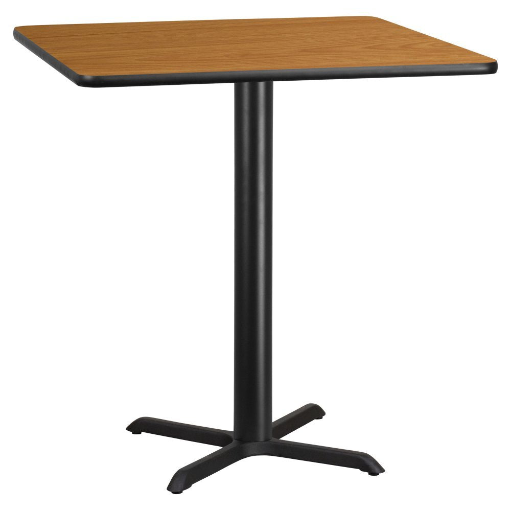 Flash Furniture 42'' Square Natural Laminate Table Top with 33'' x 33'' Bar Height Table Base