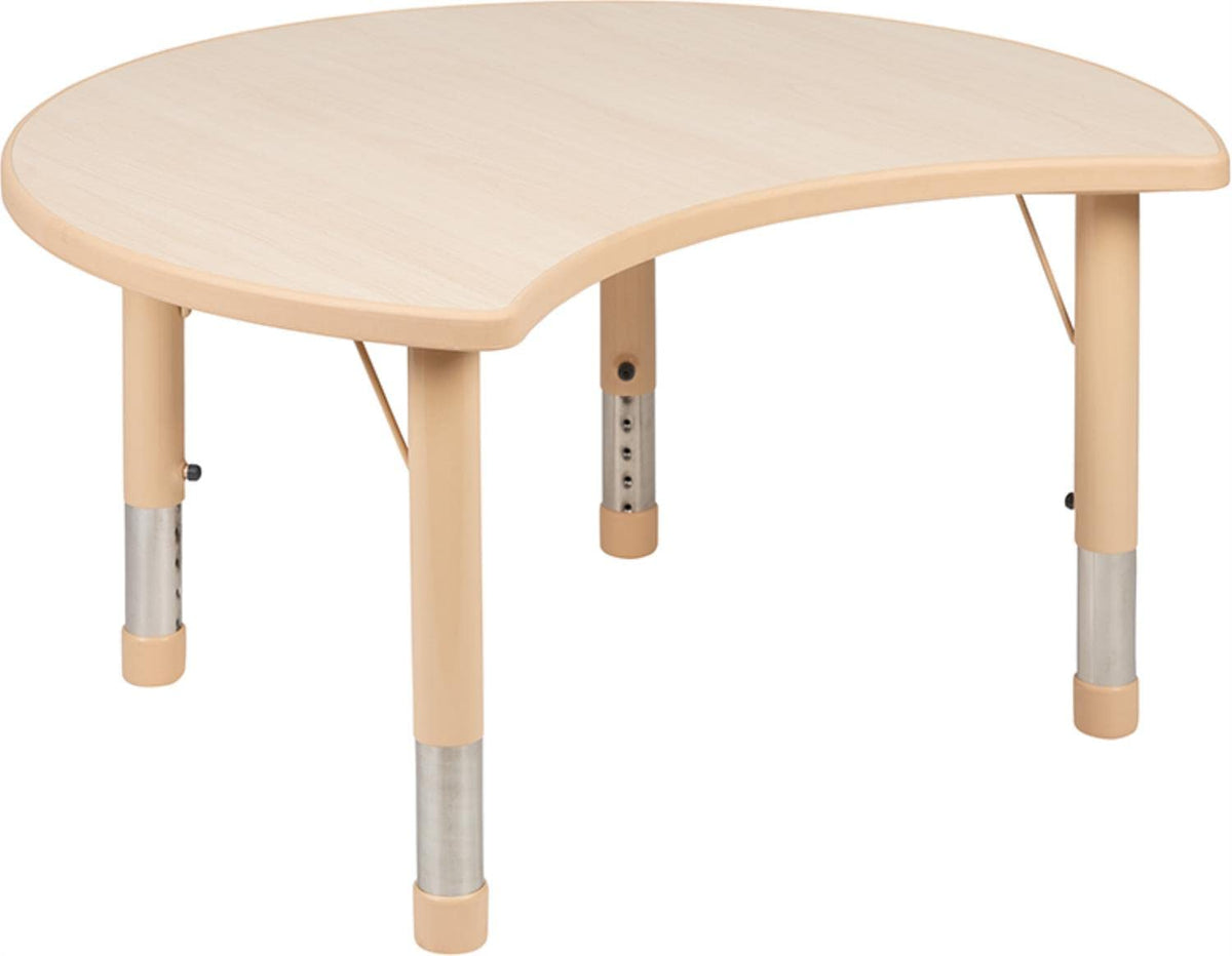 Flash Furniture Wren 25.125&quot;W x 35.5&quot;L Crescent Natural Plastic Height Adjustable Activity Table