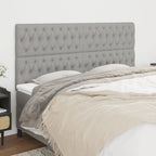 vidaXL Headboard 4 Pcs, Upholstered Headboard for Bed Home, Bed Headboard with Wooden Leg, Bedroom Furniture, Light Gray 35.4"x2.8"x30.7"/34.6" Fabric