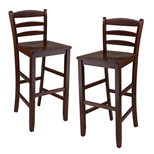 Ergode Harrington Drop Leaf High Table Set | Solid Wood | Walnut Finish | 39.37' W x 31.5' D x 36.22' H | Includes 2 Stools | Fully Assembled (94359-VV)