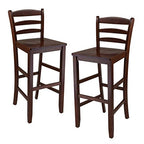 Ergode Wood Perrone High Table Set | Expandable Dining Solution | 2 Stools | Walnut Finish | Space-Saving | 160lbs Weight Limit (94559-VV)