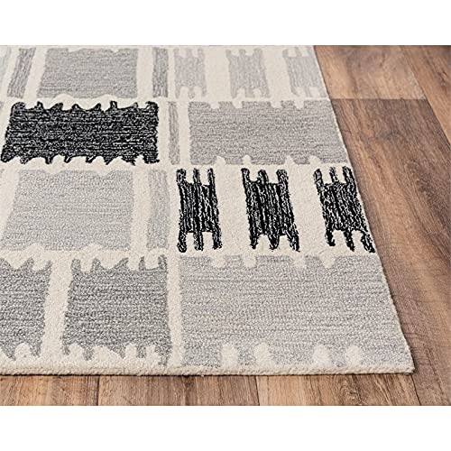 Rivera 7'9" X 9'9" Geometric Gray/Ivory/Charcoal Hand-Tufted Area Rug