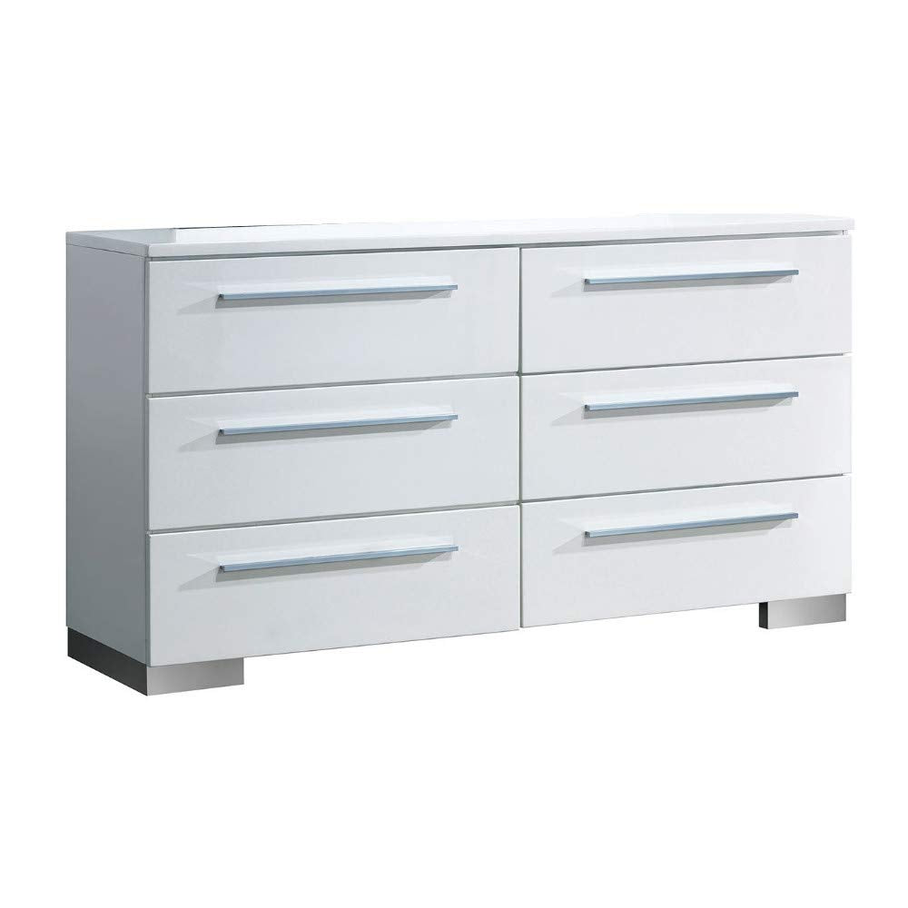 Benjara Benzara Sleek Modern Wooden Dresser, White,