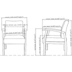 Lorell Black Leather/Wood Frame Guest Chair, Mahogany/Black