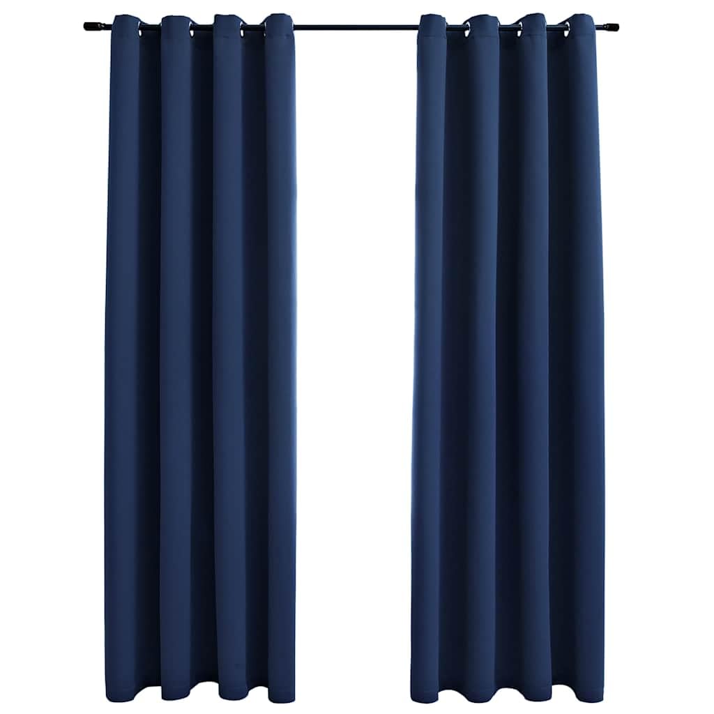 vidaXL Blackout Curtains with Rings, Set of 2, Navy Blue, 54&quot;x95&quot;, Easy-to-Install, 95% Light Blocking, Machine Washable, Polyester Fabric