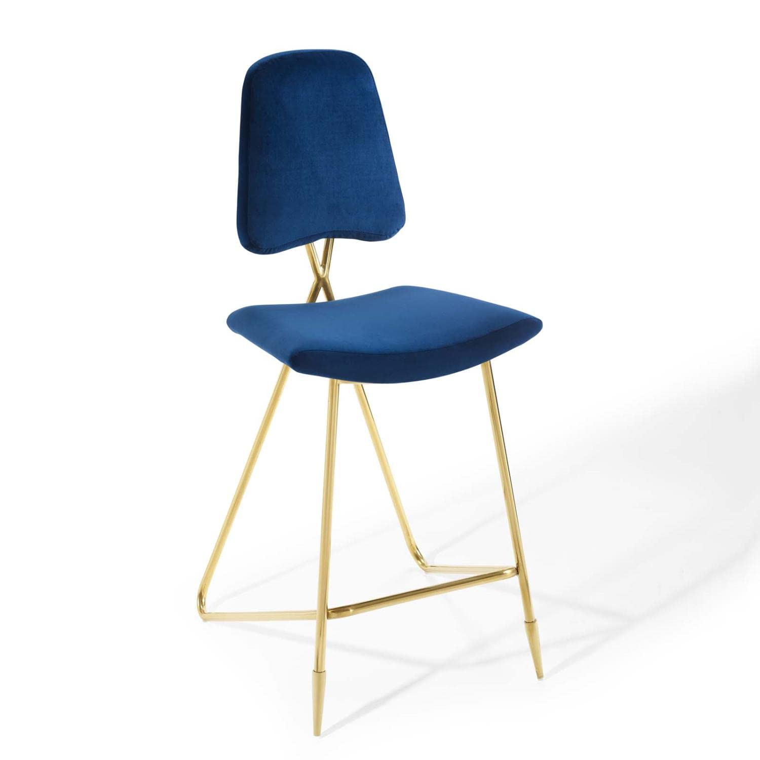 Modway Ponder Performance Velvet Bar Stool, Navy