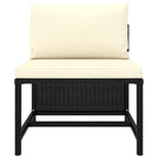 vidaXL 3-Piece Black Patio Sofa Set with Cream White Cushions - Poly Rattan Outdoor Lounge Set with Easy-to-Clean Polyester Covers.