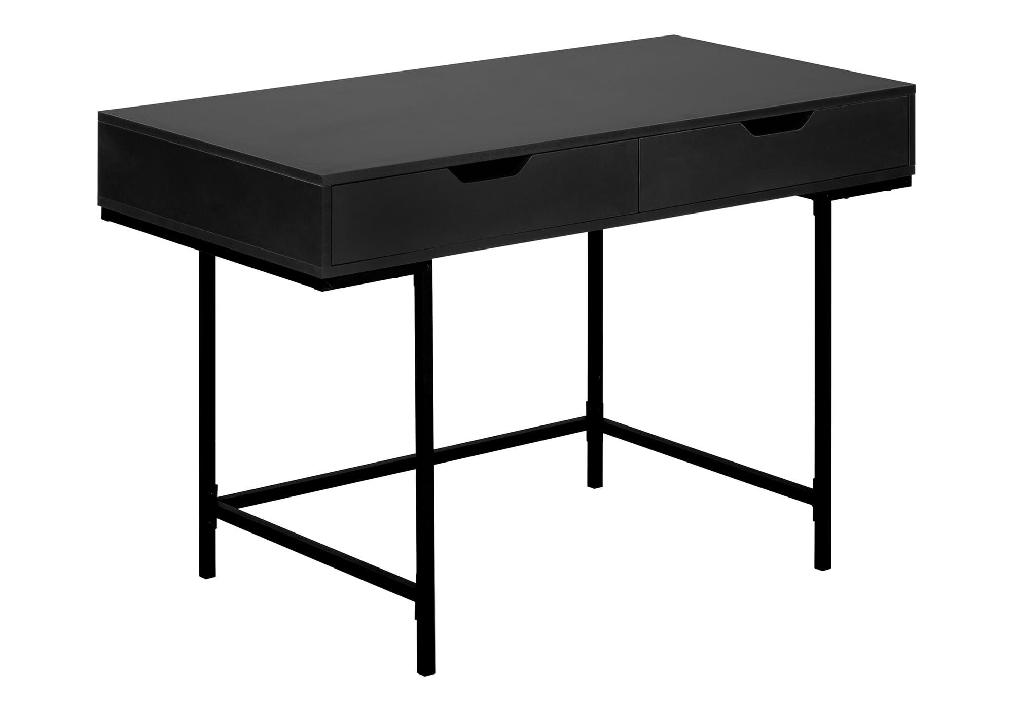 Monarch Specialties I 7556 Computer Desk, Home Office, Laptop, Storage Drawers, 48 L, Work, Metal, Laminate, Black, Contemporary