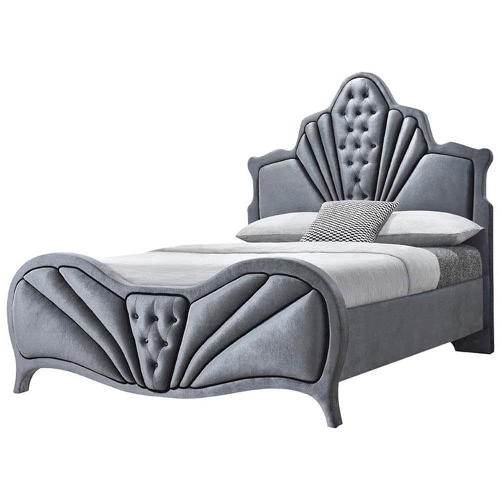 Acme Dante Queen Bed In Gray Velvet