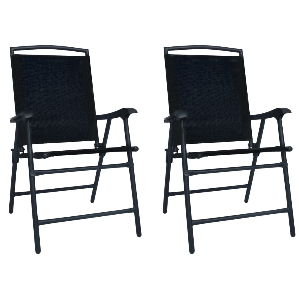 Vidaxl Folding Patio Chairs 2 Pcs Texilene Black