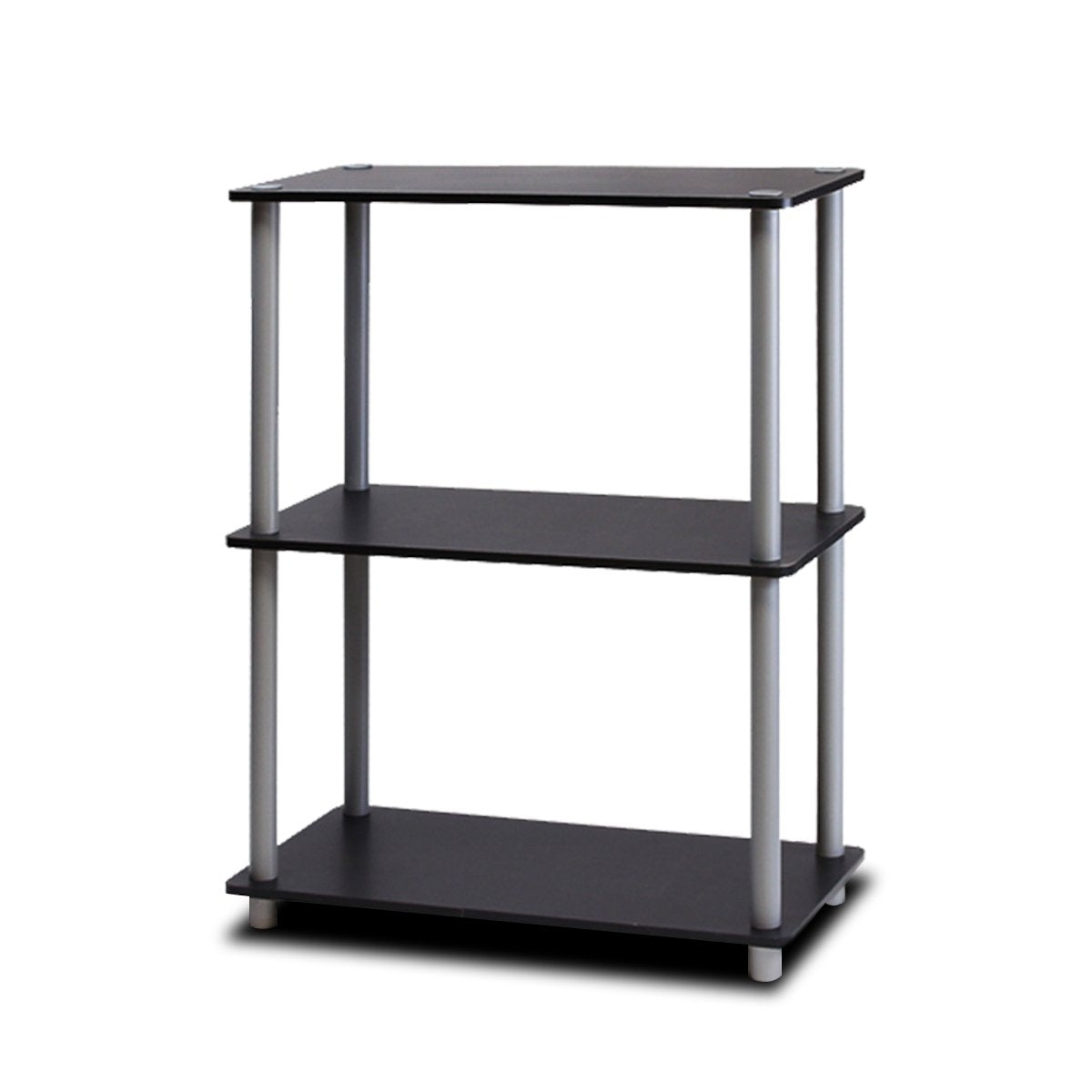 Furinno Turn-N-Tube Display Rack, 3-Tier Single, Black/Grey